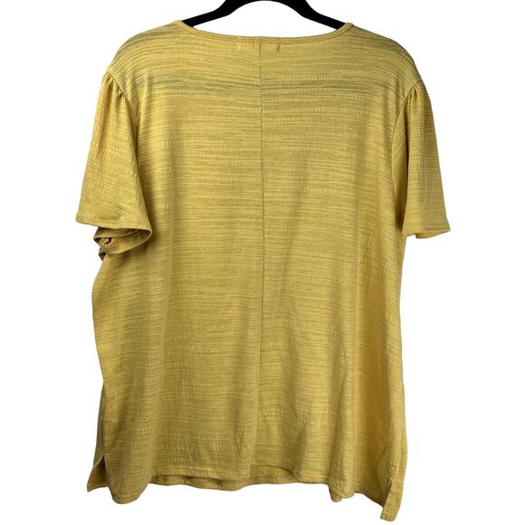 Retrology Women Plus Size 2X Jeweled Boat U Neck Detail Short Flouncy Sleeve Top - Picture 3 of 9